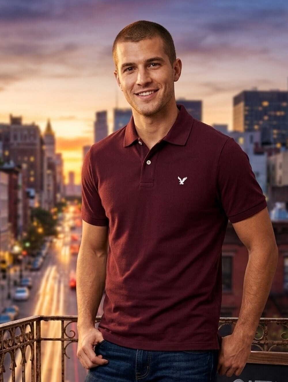 American Eagle Outfitters Burgundy Polo Shirt